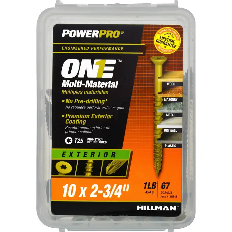 Power Pro No. 10 Ga. X 2-3/4 In. L Star Flat Head Coarse Multi-material Screws