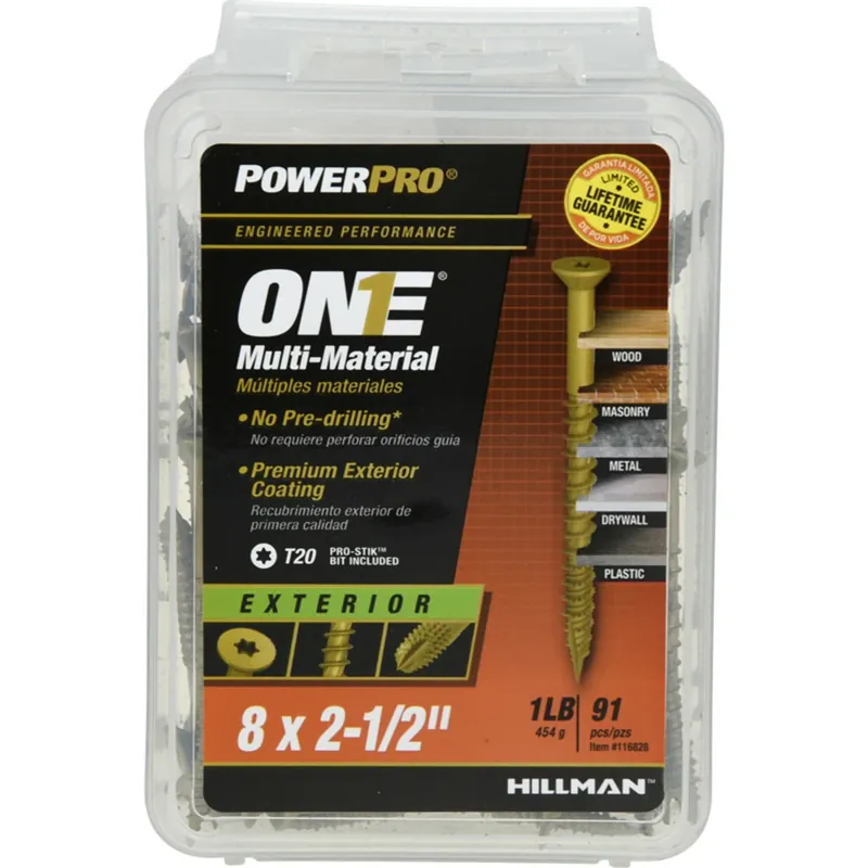 Power Pro No. 8 Ga. X 2-1/2 In. L Star Flat Head Coarse Multi-material Screws