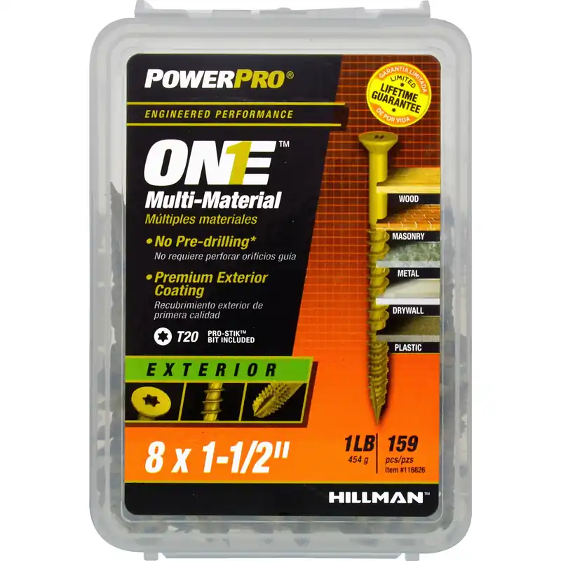 Power Pro No. 8 Ga. X 1-1/2 In. L Star Flat Head Coarse Multi-material Screws