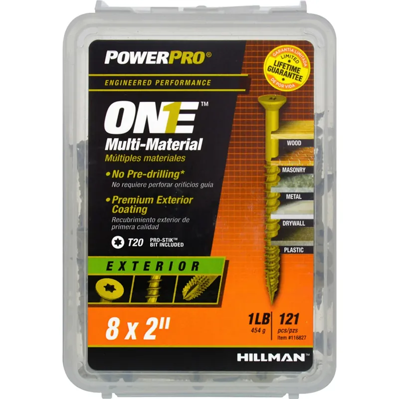 Power Pro No. 8 Ga. X 2 In. L Star Flat Head Coarse Multi-material Screws