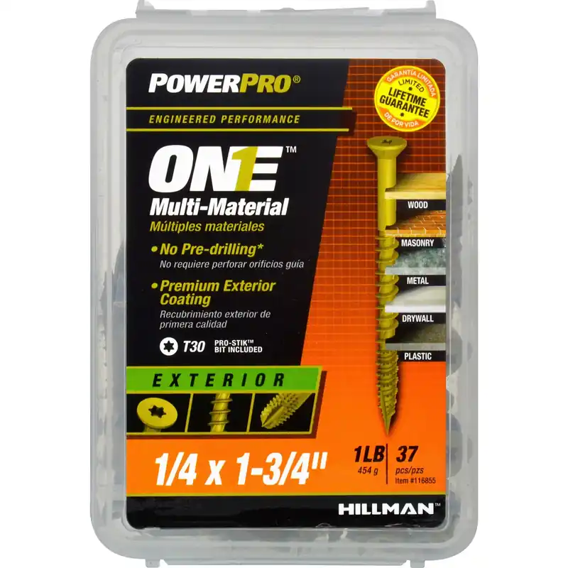Power Pro 1/4 In. Ga. X 1-3/4 In. L Star Flat Head Coarse Multi-material Screws