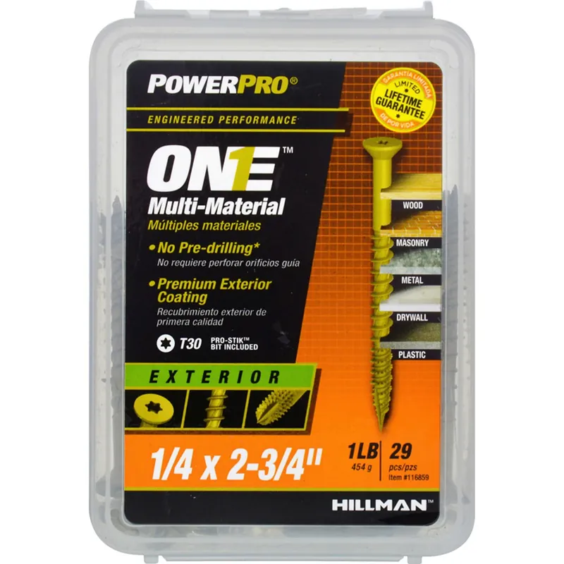 Power Pro 1/4 In. Ga. X 2-3/4 In. L Star Flat Head Coarse Multi-material Screws