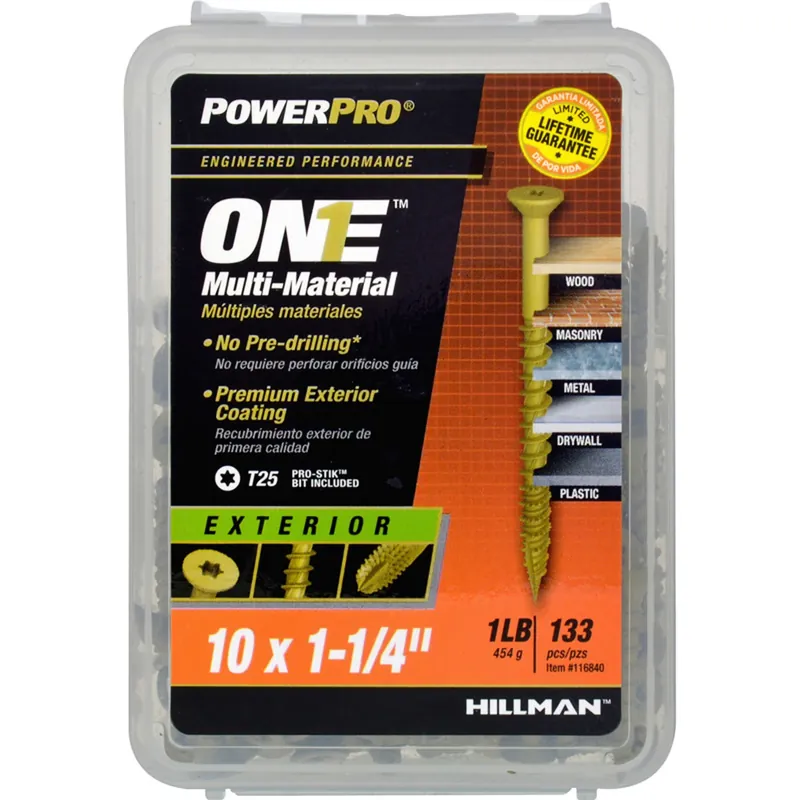 Power Pro No. 10 Ga. X 1-1/4 In. L Star Flat Head Coarse Multi-material Screws