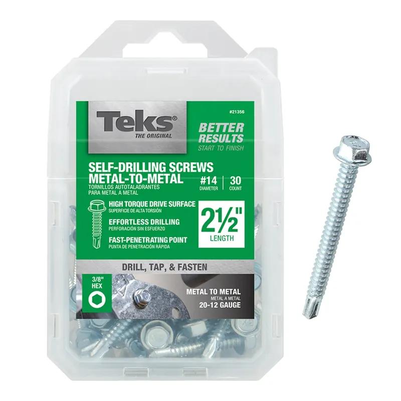 No. 14 In. X 2-1/2 In. L Hex Hex Washer Head Sheet Metal Screws 30 Pk