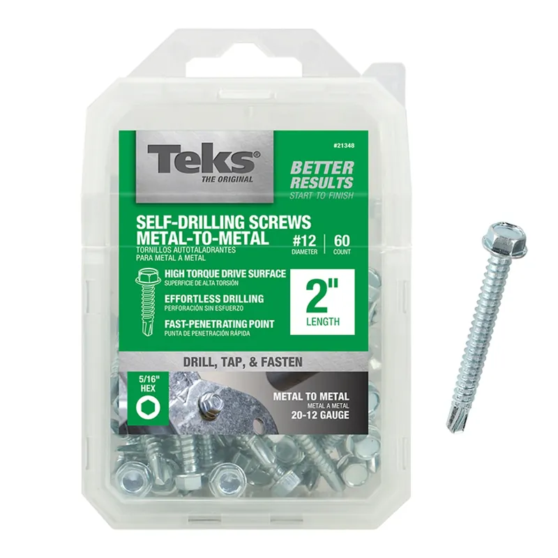 No. 12 In. X 2 In. L Hex Hex Washer Head Sheet Metal Screws 60 Pk