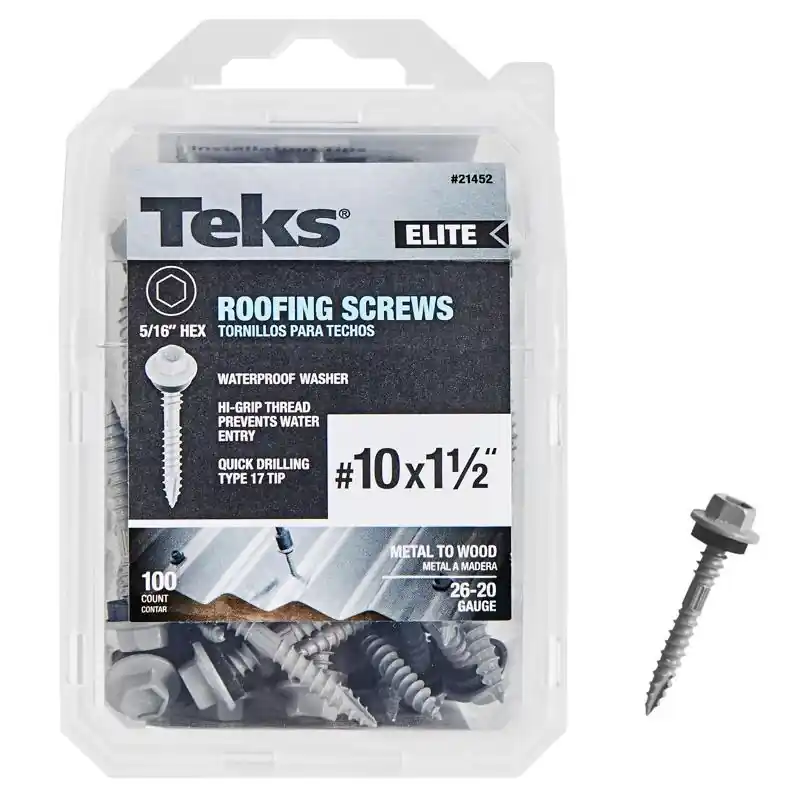No. 10 X 1-1/2 In. L Hex Drive Hex Washer Head Self Tapping Roofing Screws