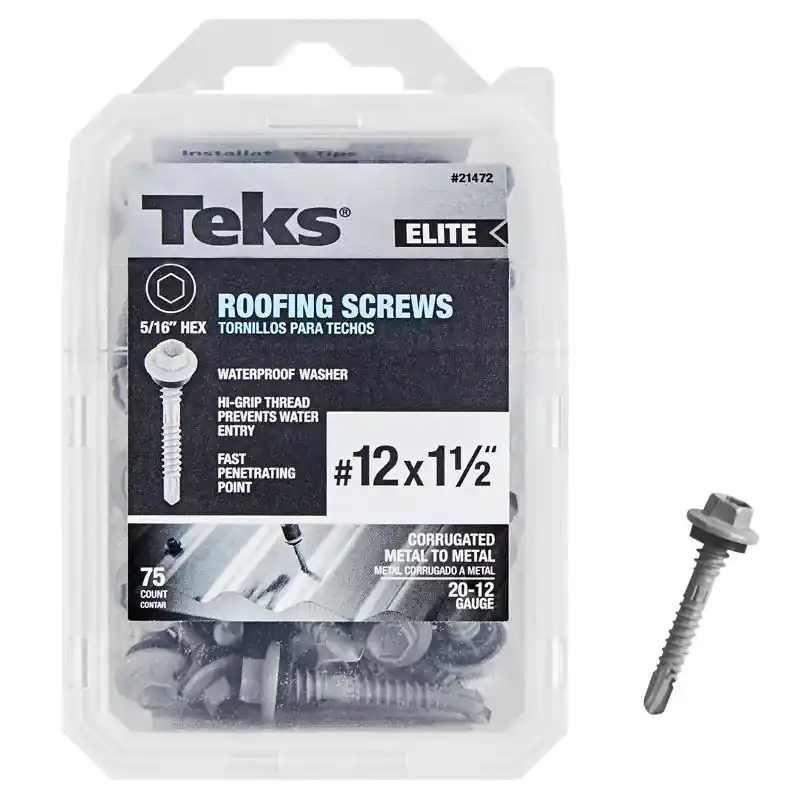 No. 12 X 1-1/2 In. L Hex Drive Hex Washer Head Self Tapping Roofing Screws