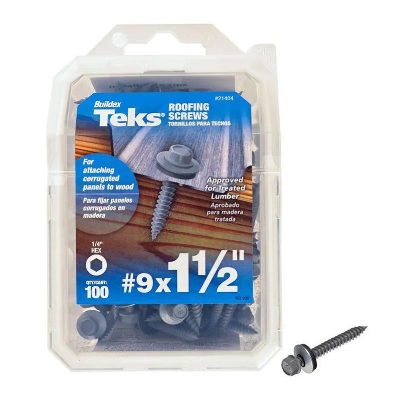 No. 9 X 1-1/2 In. L Hex Drive Hex Washer Head Self Tapping Roofing Screws