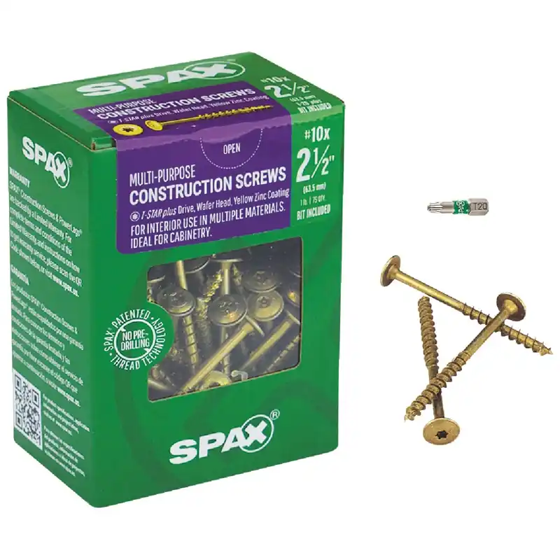 Multi-material No. 10 In. X 2-1/2 In. L T-20+ Wafer Head Serrated Construction Screws