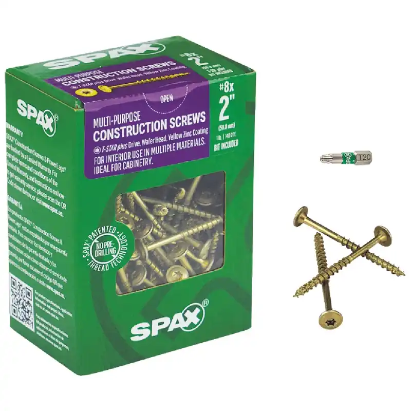 Multi-material No. 8 In. X 2 In. L T-20+ Wafer Head Serrated Construction Screws