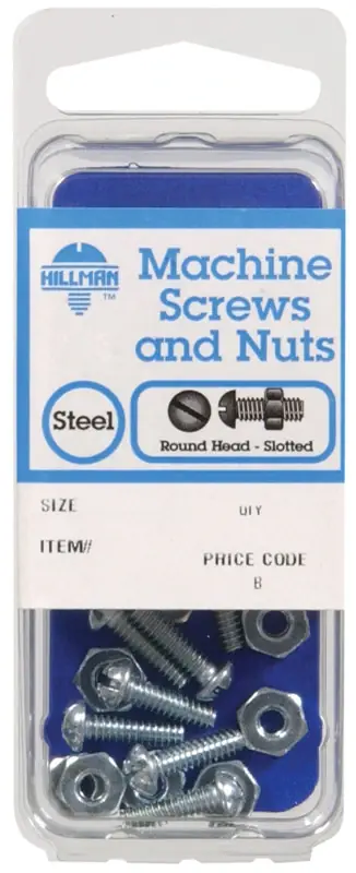 No. 1/4-20 In. X 1-1/2 In. L Slotted Round Head Zinc-plated Steel Machine Screws And Nuts 1