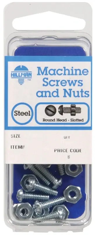 No. 1/4-20 In. X 3 In. L Slotted Round Head Zinc-plated Steel Machine Screws And Nuts 1 Pk