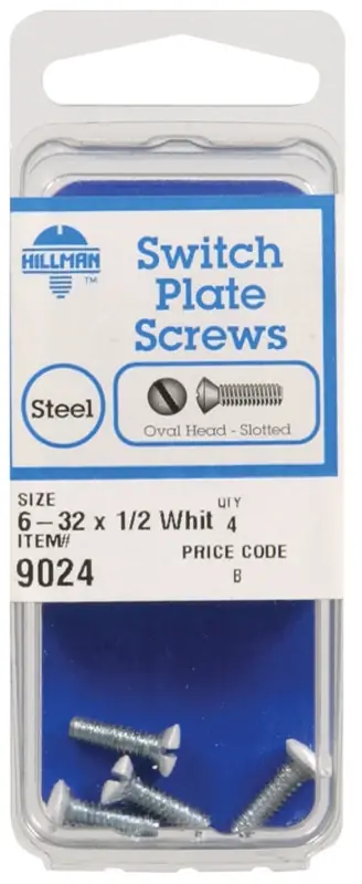 No. 6-32 In. X 1/2 In. L Slotted Oval Head Steel Machine Screws 4 Pk