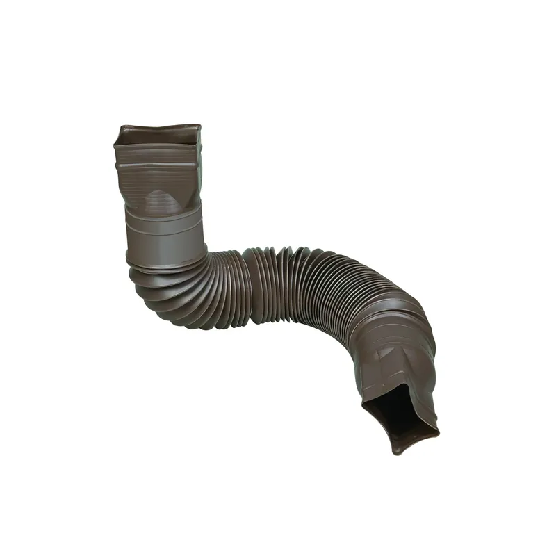 Downspout Extension, Flexible Brown Poly, Extends 24 - 55 In.