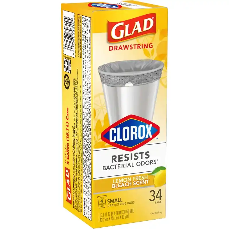 4 Gal Lemon Kitchen Trash Bags Drawstring 34 Pk
