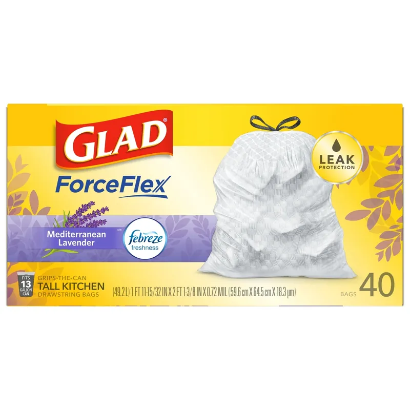 Forceflex 13 Gal Lavender Tall Kitchen Bags Drawstring 40 Pk