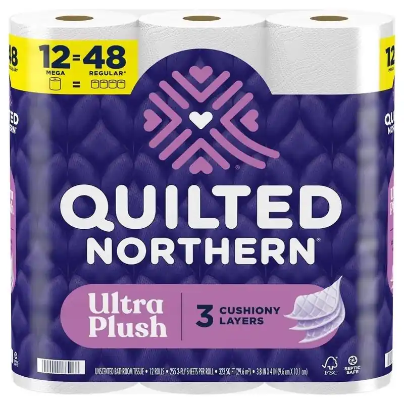 Ultra Plush 12‑roll Toilet Paper – 255 Sheets Per Roll, 1020 in Total Length