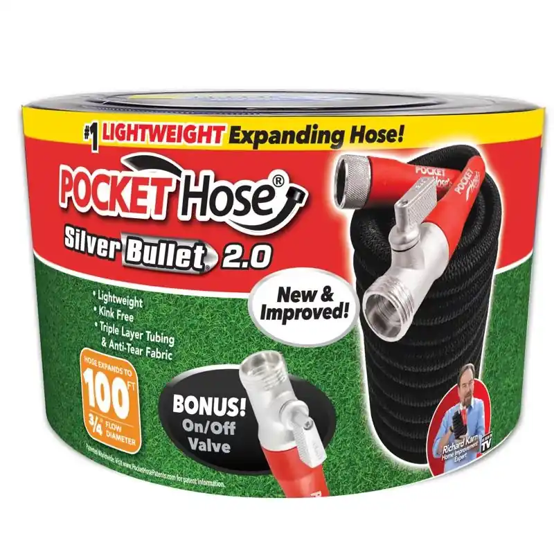 Silver Bullet 2.0 Pocket Garden Hose, 100-ft.