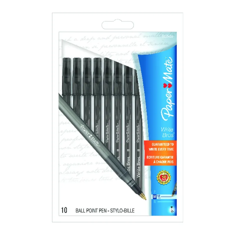 Write Bros Black Ball Point Pen 10 Pk