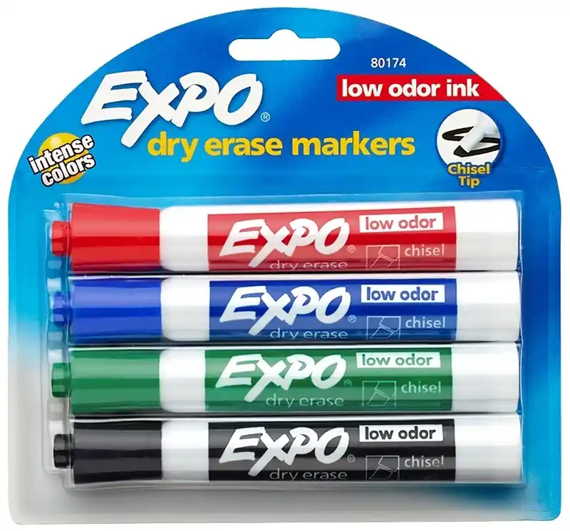1 Low Odor Assorted Color Dry Erase Markers 4 Pk