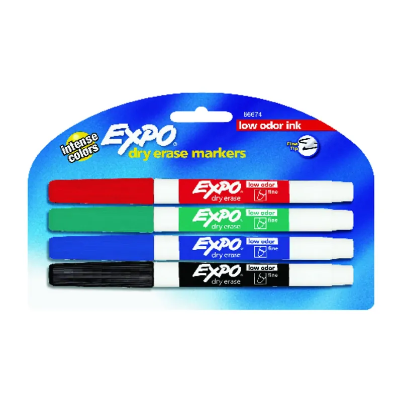 Low Odor Assorted Color Dry Erase Markers 4 Pk