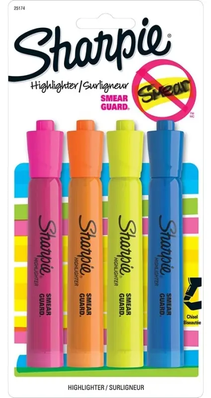 Accent Neon Color Assorted Fine Tip Highlighter 4 Pk