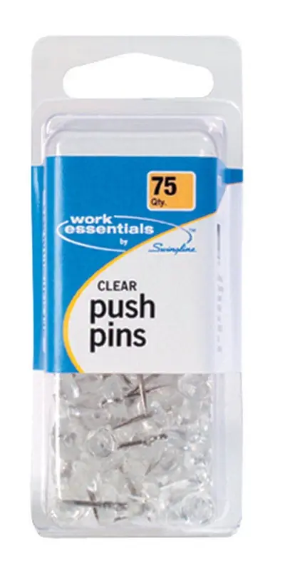 Work Essentials Clear Push Pins 75 Pk