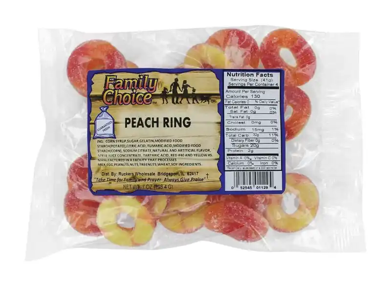 Peach Rings Gummi Candy 7 Oz - Deliciously Chewy Treat