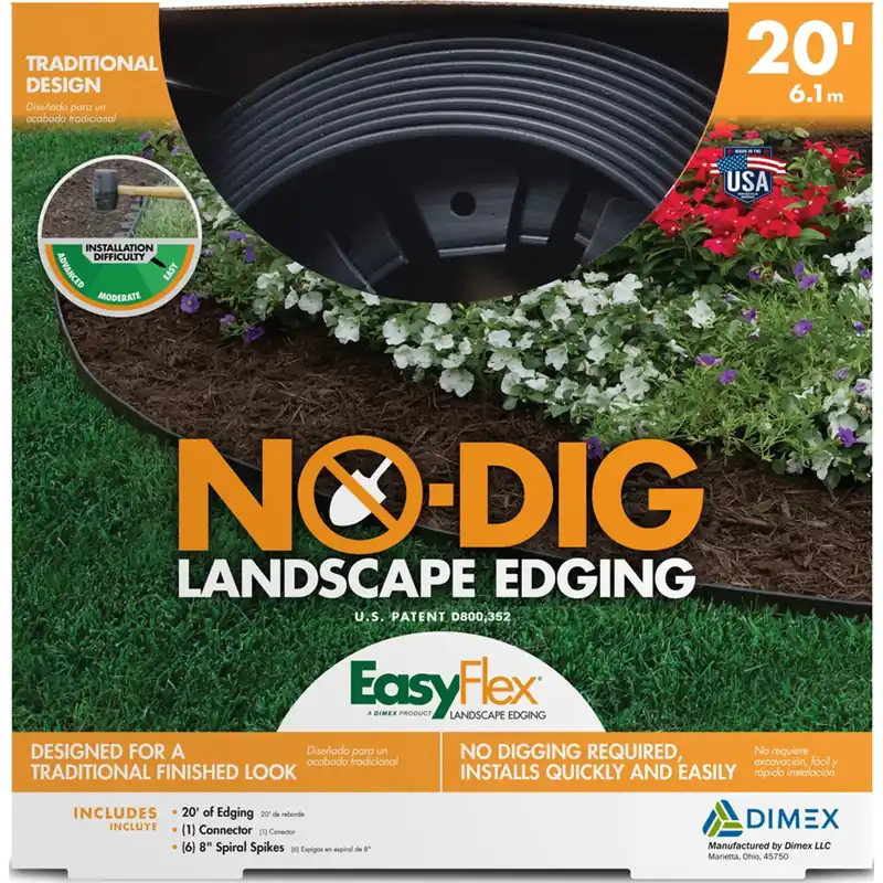 No Dig Edging Kit, Recycled Plastic, 20 Ft.