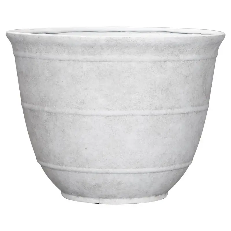 12 In. H X 16 In. W Polyresin Brighton Planter White With Drainage Holes