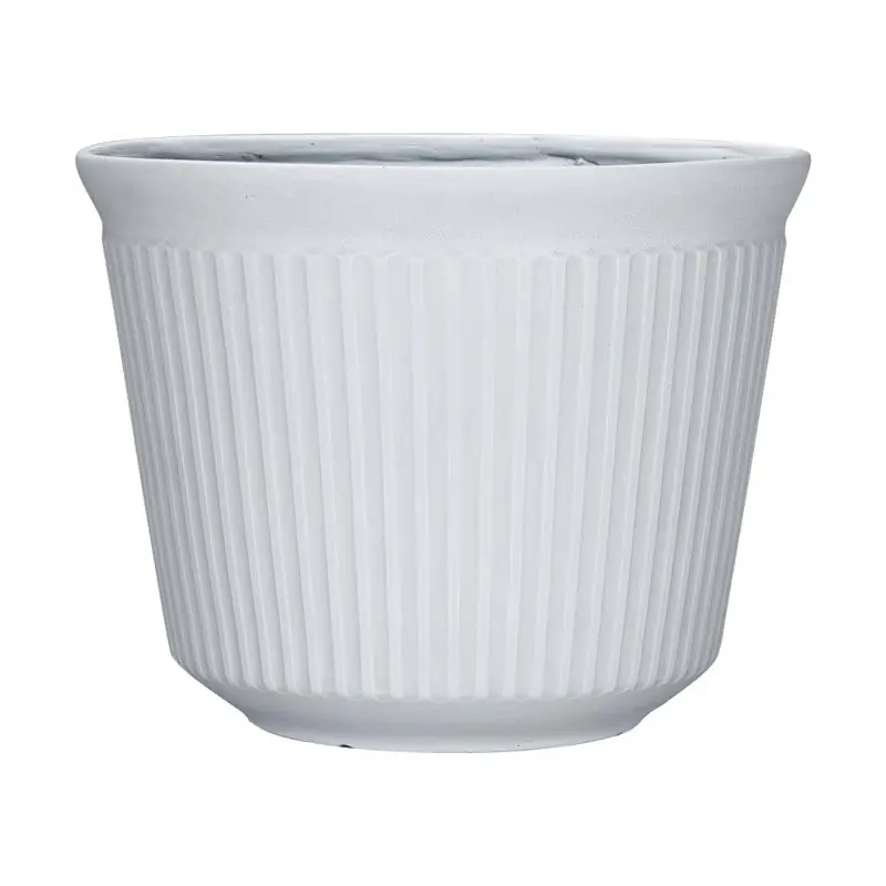 Finola Round Polyresin Planter 9.33 In. H X 12 In. W White