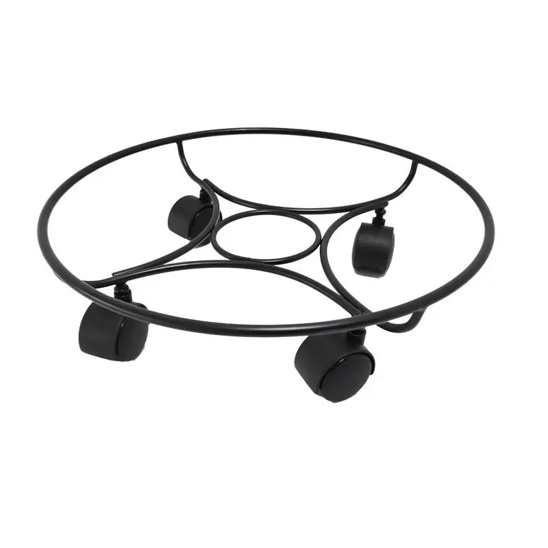 4.5 In. H X 13 In. W Round Steel Planter Caddie Black