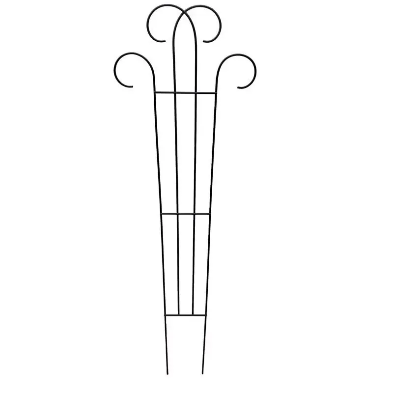 48 Inch Black Steel Scrollwork Trellis For Indoor And Outdoor Use