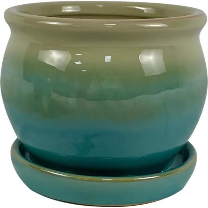 Archdale Moss Ceramic Planter – 5" H X 6" W Bell Shape With Drainage