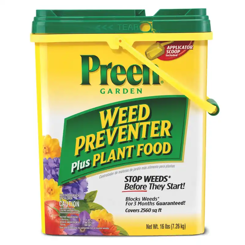 Garden Weed Preventer + Plant Food, Covers 2,560 Sq. Ft., 16-lbs.