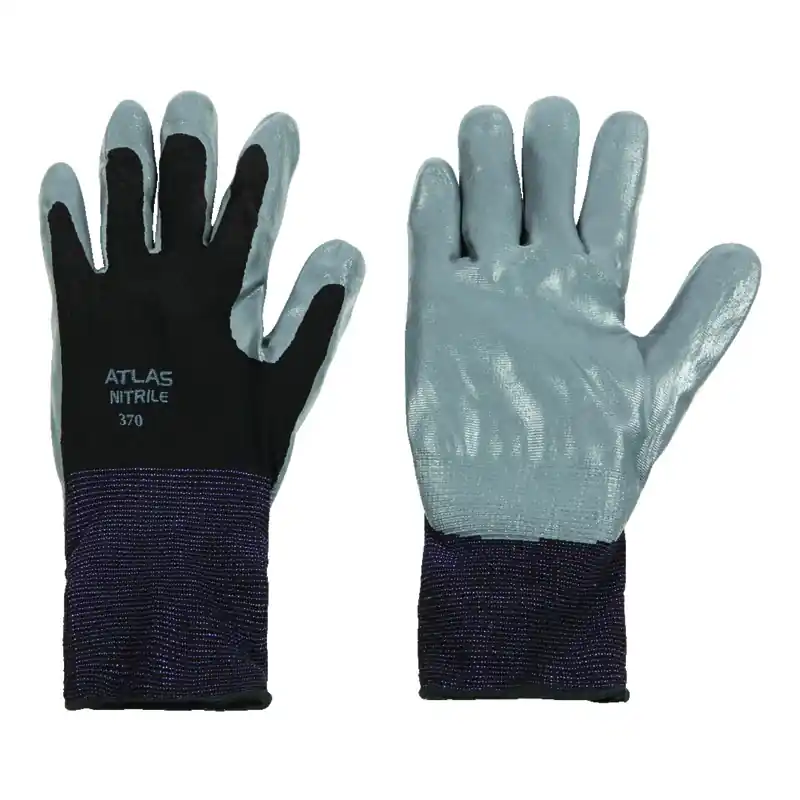 Atlas 370b Unisex Indoor/outdoor Dipped Work Gloves Black/gray L 1 Pair
