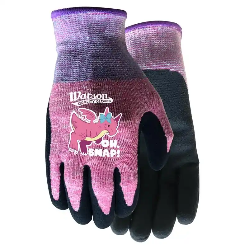 Homegrown Xs Polyester Knit Oh, Snap! Pink Gardening Gloves For Kids