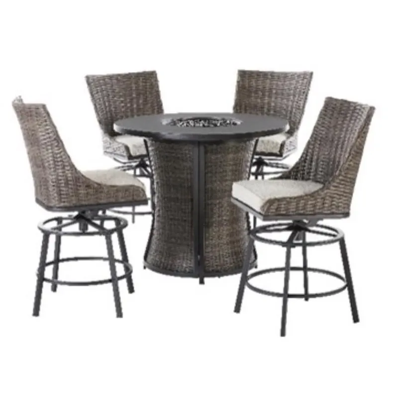 Sterling Black Steel 5‑piece High Dining Fire Pit Set