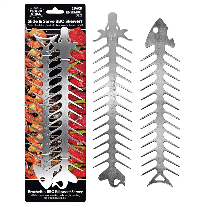 Slide & Serve Bbq Skewers Silver Stainless Steel Skewers