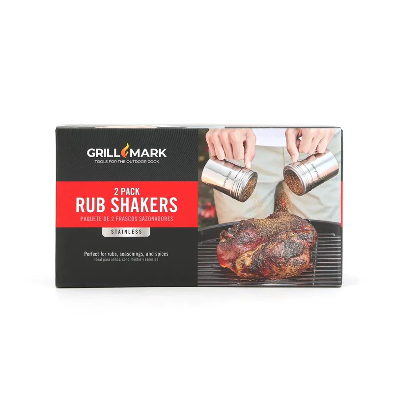 Silver Stainless Steel Rub Shaker - 4.15" Height, 7.3" Width, 3.15" Length