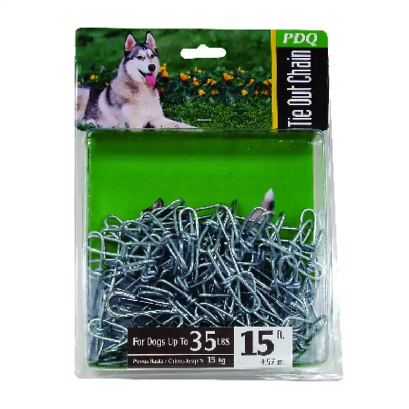 Silver Swivel Steel Dog Tie Out Chain 15 Ft For Small/medium Dogs