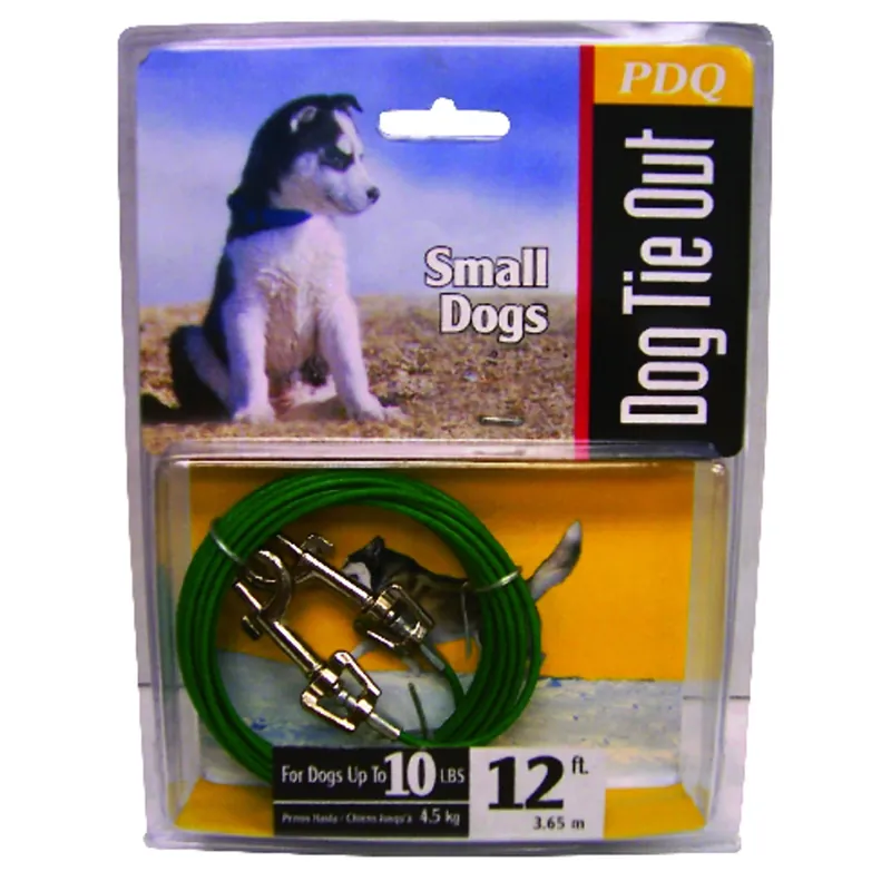 Green / Silver Tie-out Vinyl Coated Cable Dog Tie Out Small