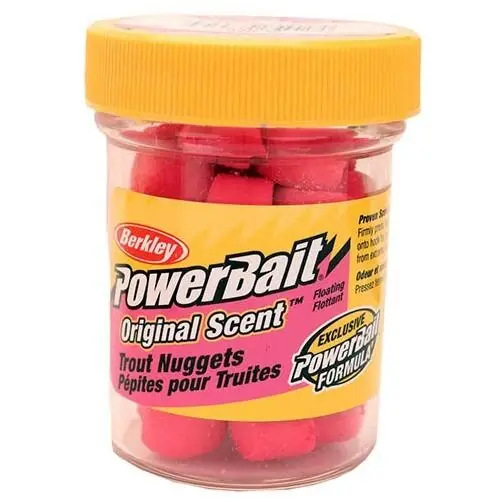 Powerbait Biodegradable Trout Nuggets Soft Bait, Fluorescent Red, 1.1 Ounce