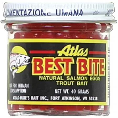 530304 Atlas Best Bite Salmon Eggs, Red, 1.5 Oz Fishing Bait