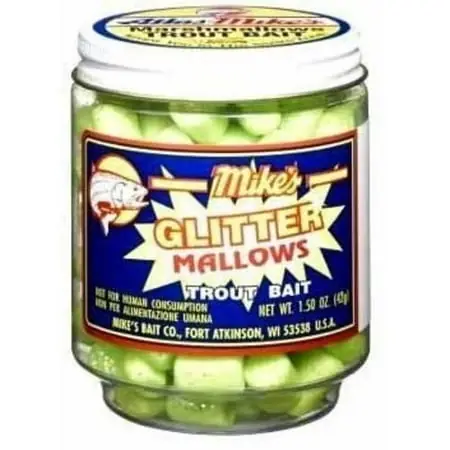 Chartreuse Green Garlic Glitter Mallow Trout Bait - Model 5230