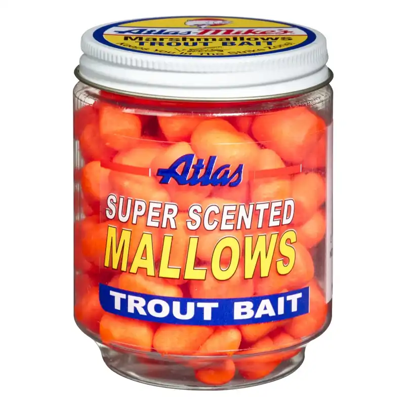 Orange Garlic Marshmallows Trout Fishing Bait, 1.5 Oz Jar
