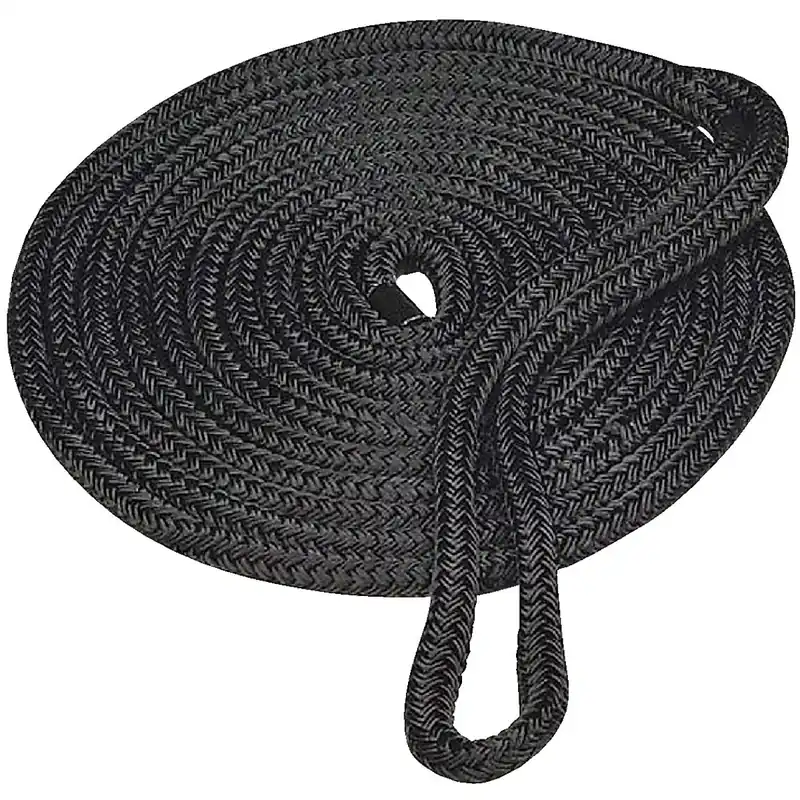 3/8 In. X 15 Ft. Black Double Braid Nylon Dock Line With Eye Splice