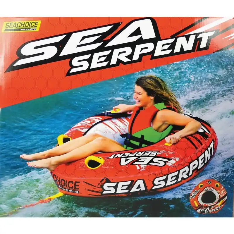 Sea Serpent 50 In. X 48 In. Open Top Towable Tube For 1 Rider, 170 Lb. Capacity