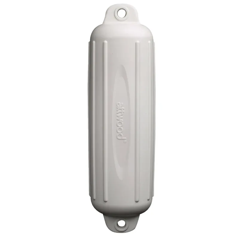 6-1/2 In. X 23 In. White Twin Eye Boat Fender For 20-25 Ft Boats