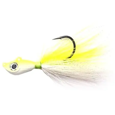 Big Eye Bucktail Fishing Lure - White/chartreuse - 1oz Size